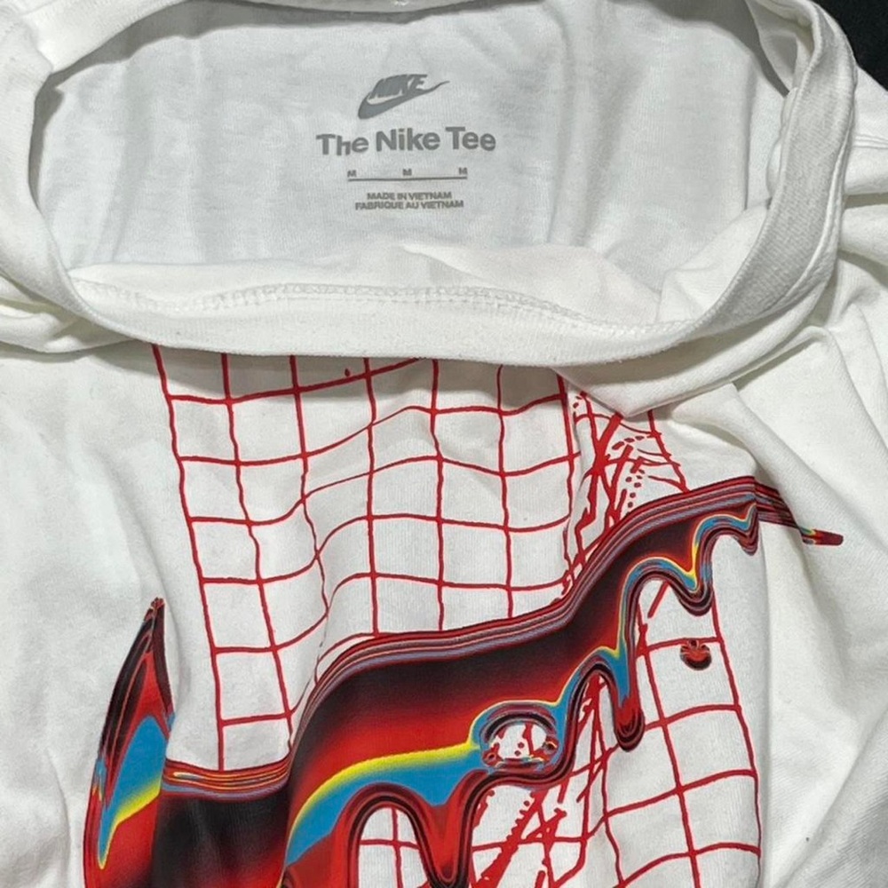 Nike White and Red Long Sleeve Tee